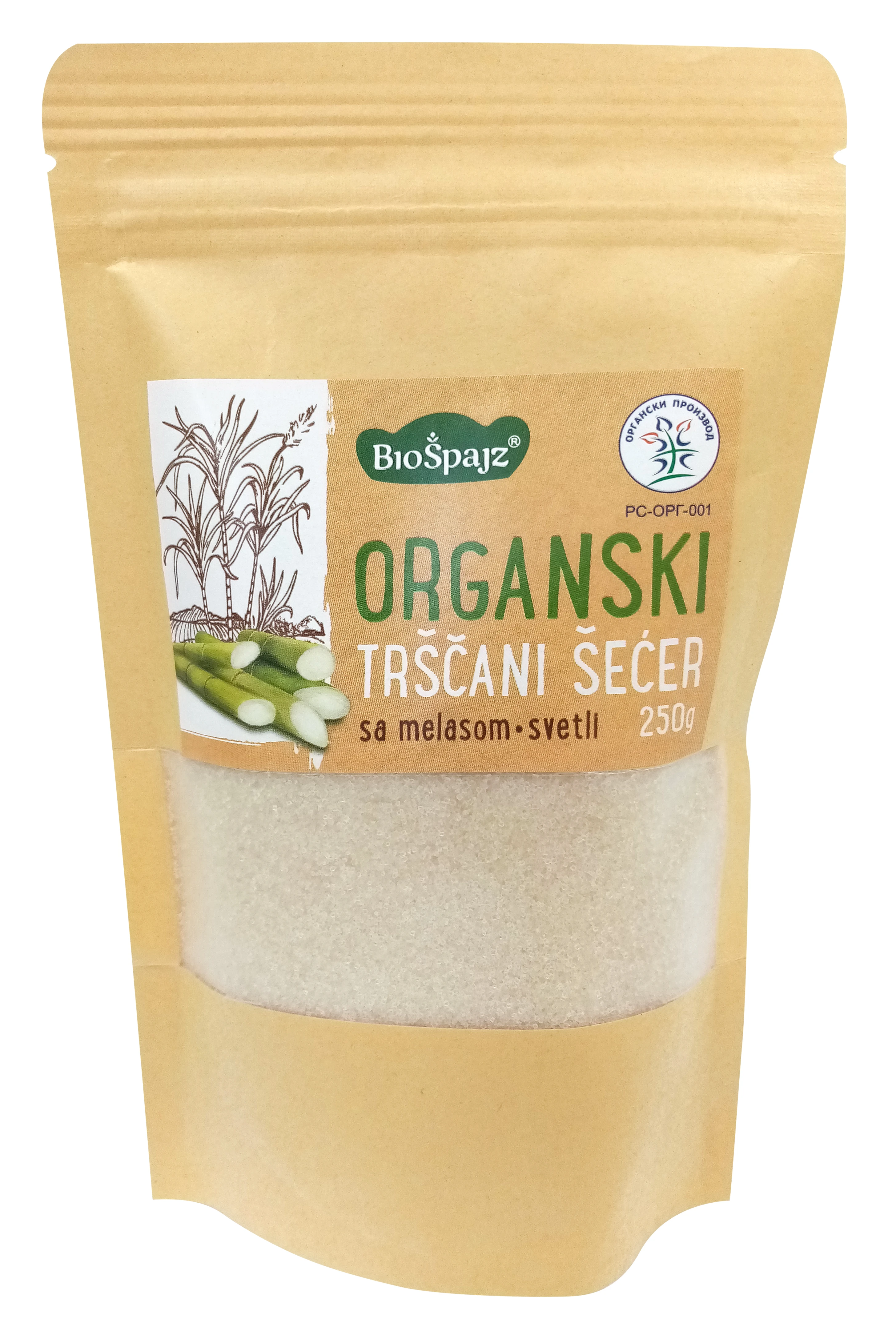 Šećer od trske svetli (organski proizvod) 250 g Bio Špajz